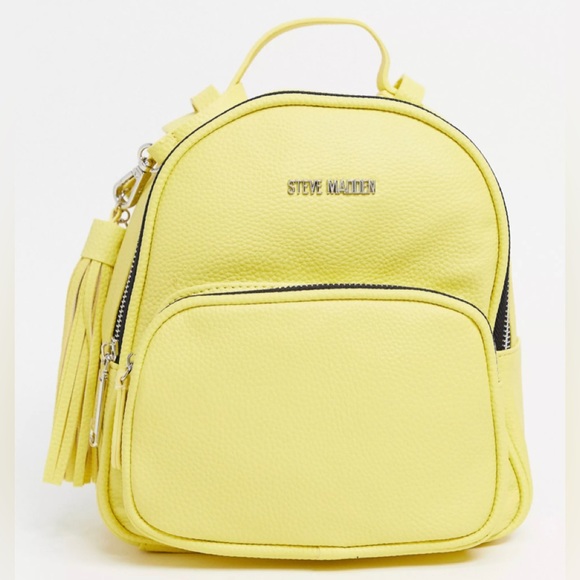 STEVE MADDEN logo mini tassel backpack in pastel yellow - Picture 1 of 11